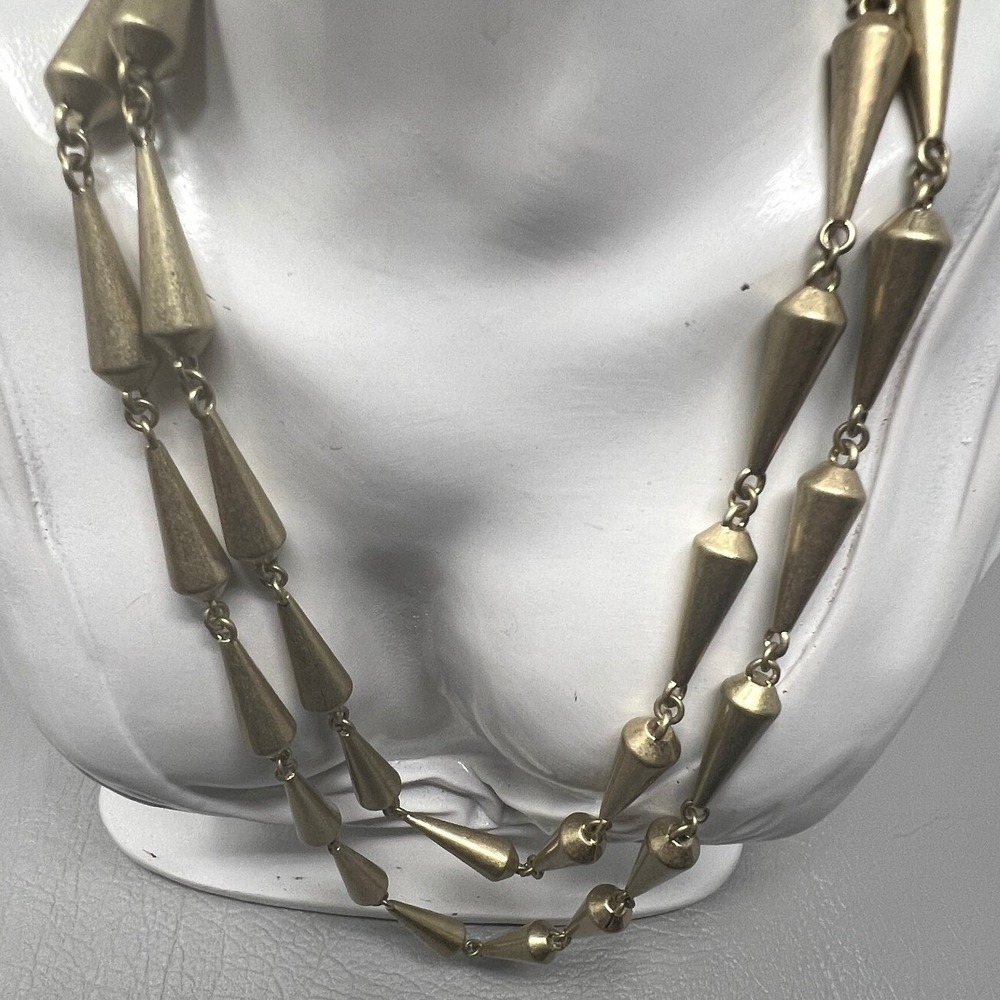 Lia Sophia Necklace Modern Long Antique Matte Gold Tone Cone Shaped Beads